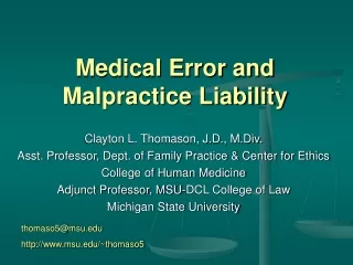 Medical Error and Malpractice Liability