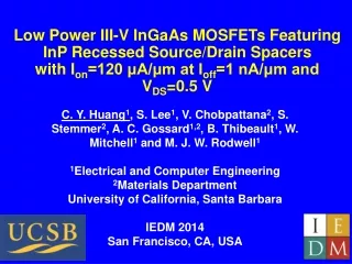 Low Power III-V InGaAs MOSFETs Featuring InP Recessed Source/Drain Spacers