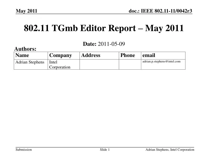 802 11 tgmb editor report may 2011