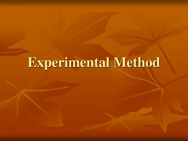 experimental method