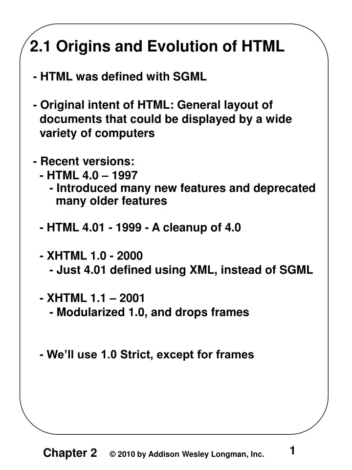 2 1 origins and evolution of html html