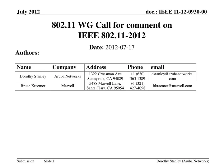 802 11 wg call for comment on ieee 802 11 2012