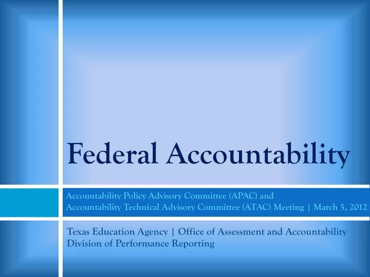 federal accountability