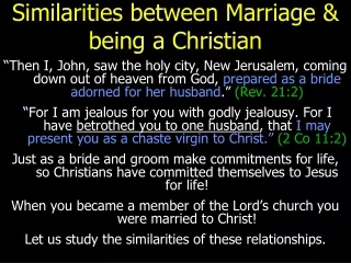 Similarities between Marriage &amp; being a Christian