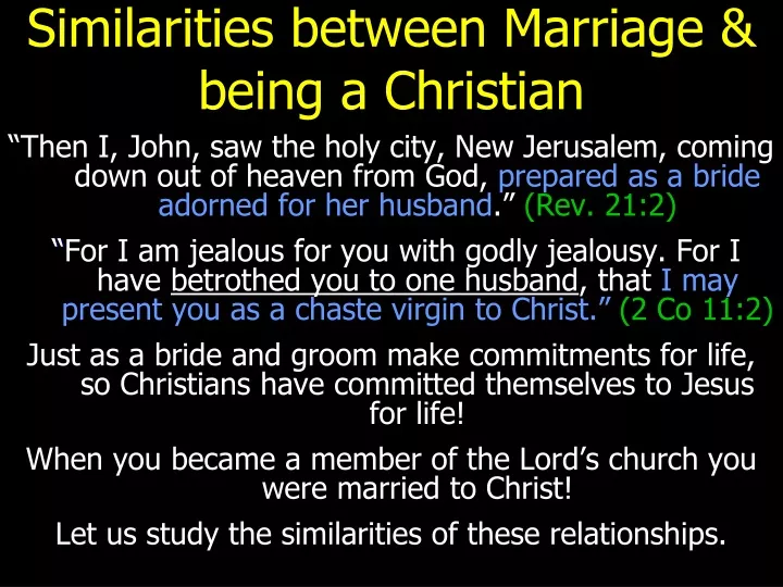 similarities between marriage being a christian