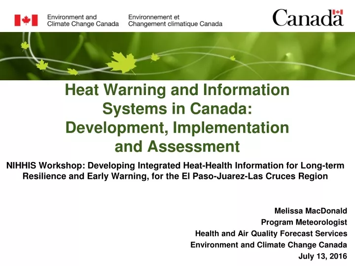heat warning and information systems in canada development implementation and assessment