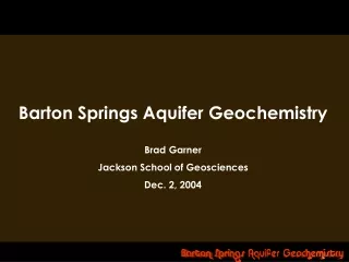 Barton Springs Aquifer Geochemistry
