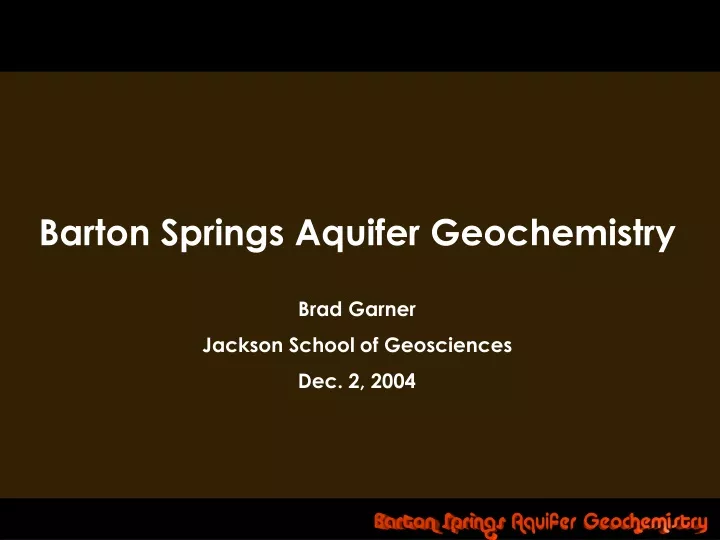 barton springs aquifer geochemistry