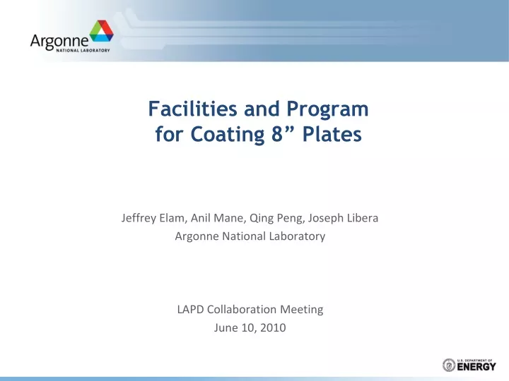 facilities and program for coating 8 plates
