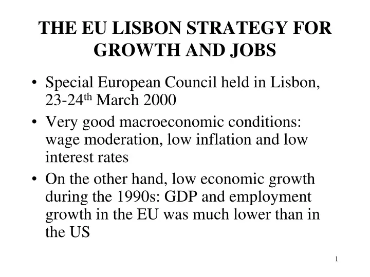 the eu lisbon strategy for growth and jobs