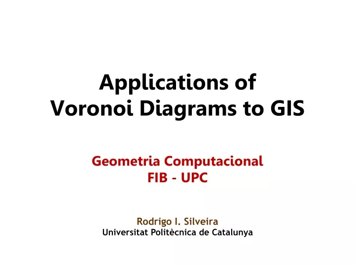 applications of voronoi diagrams to gis