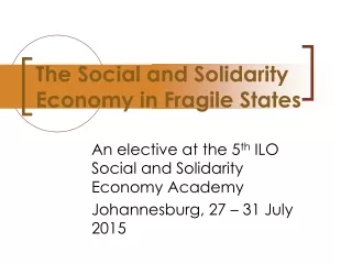 The Social and Solidarity Economy in Fragile States