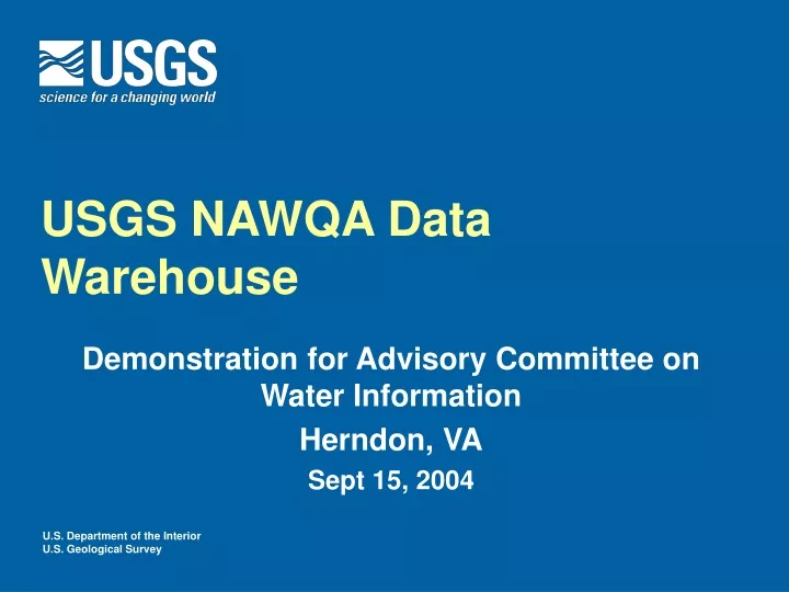 usgs nawqa data warehouse