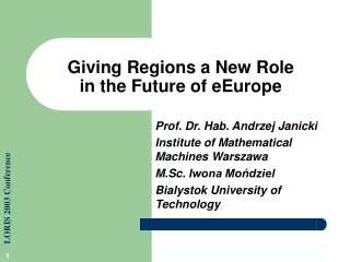 Giving Regions a New Role  in the Future of eEurope