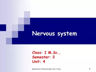Nervous system Class: I M.Sc., Semester: 2 Unit: 4