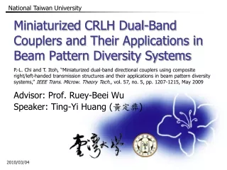 Miniaturized  CRLH  Dual-Band Couplers and Their Applications in Beam Pattern Diversity Systems
