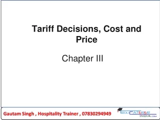 Tariff Decisions, Cost and Price
