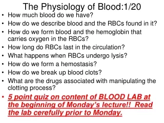The Physiology of Blood:1/20