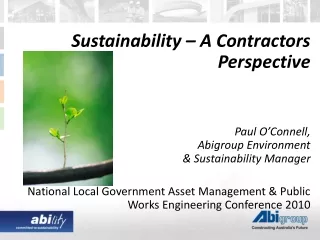 Sustainability – A Contractors Perspective