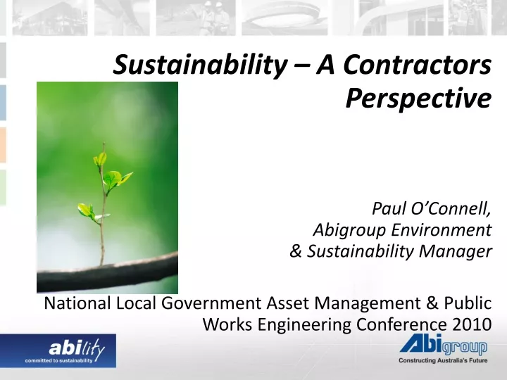 sustainability a contractors perspective paul