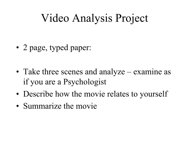 video analysis project