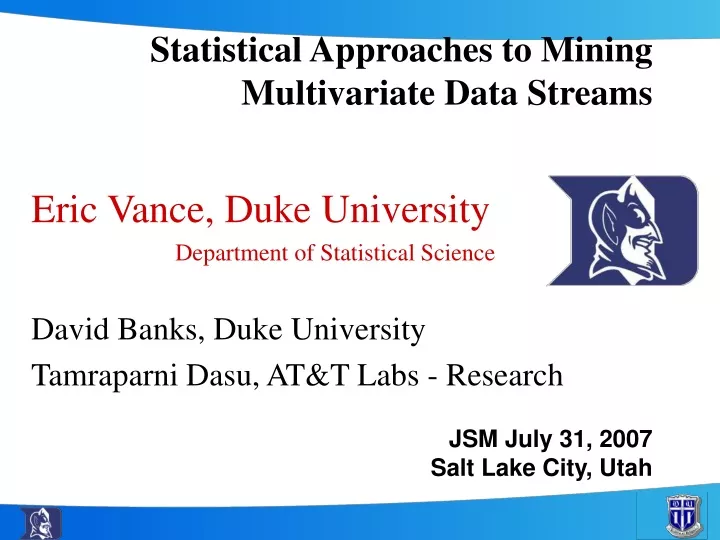 statistical approaches to mining multivariate data streams