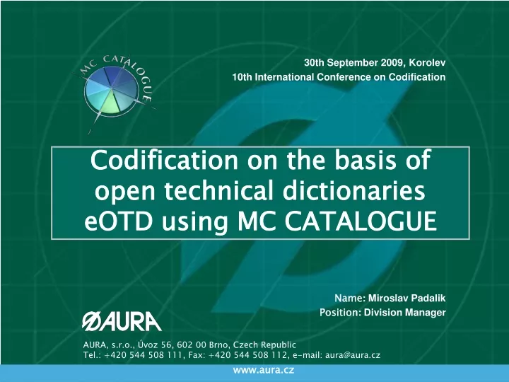codification on the basis of open technical dictionaries eotd using mc catalogue