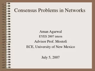 Consensus Problems in Networks