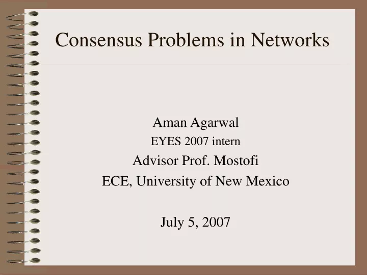 consensus problems in networks