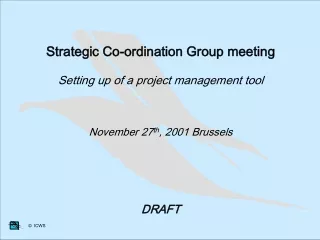 Strategic Co-ordination Group meeting Setting up of a project management tool