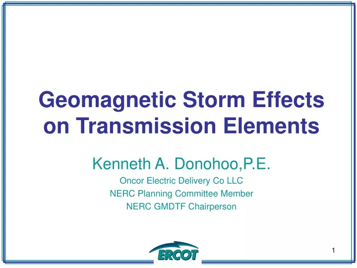 geomagnetic storm effects on transmission elements