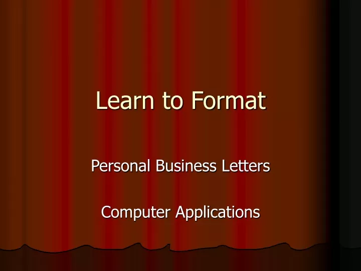 learn to format