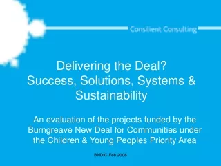 Delivering the Deal? Success, Solutions, Systems &amp; Sustainability
