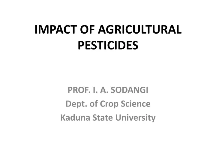 impact of agricultural pesticides