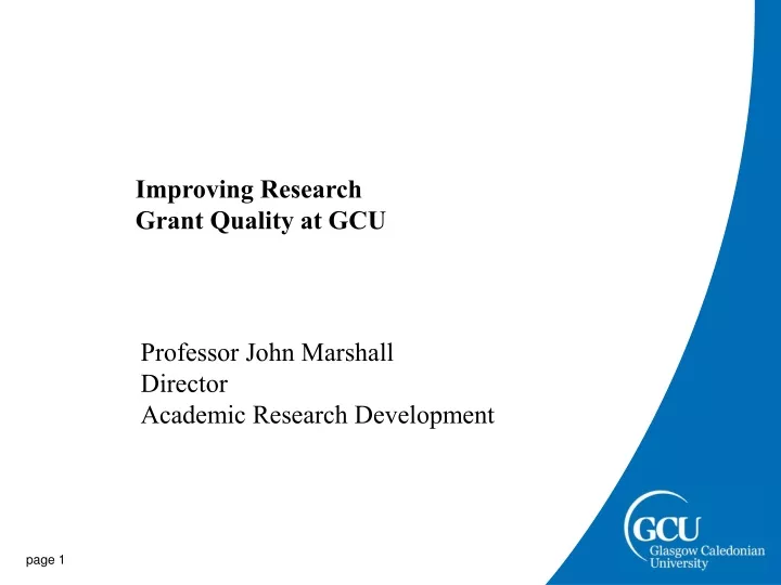 improving research grant quality at gcu