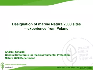 Designation of marine Natura 2000 sites  – experience from Poland