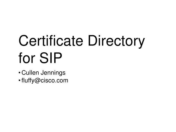 certificate directory for sip