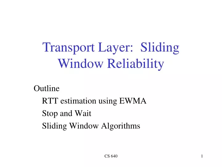 transport layer sliding window reliability