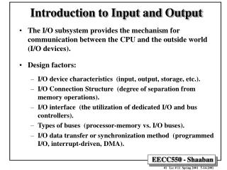 Introduction to Input and Output