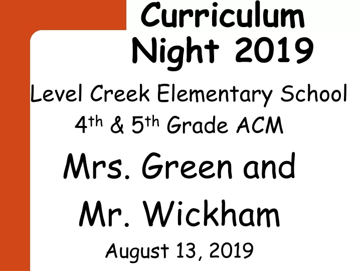 curriculum night 2019