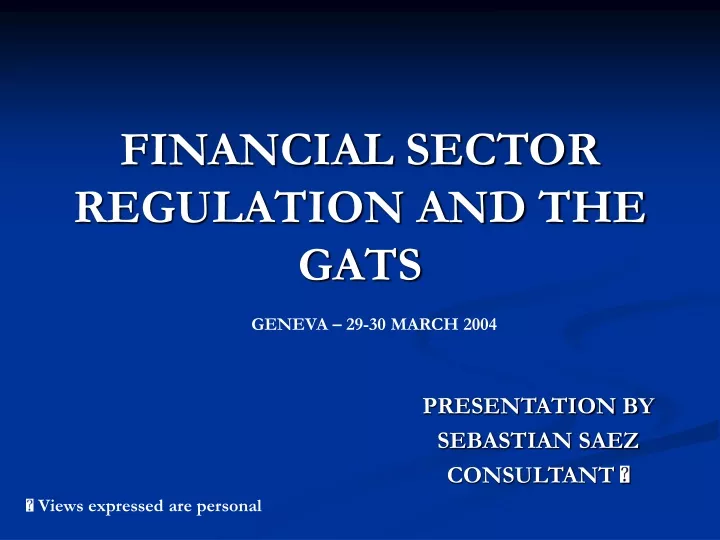 financial sector regulation and the gats