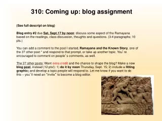 310: Coming up: blog assignment