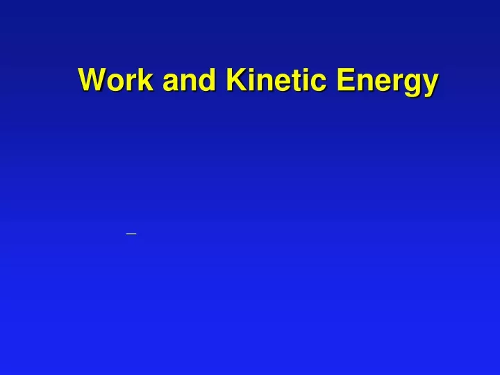 work and kinetic energy