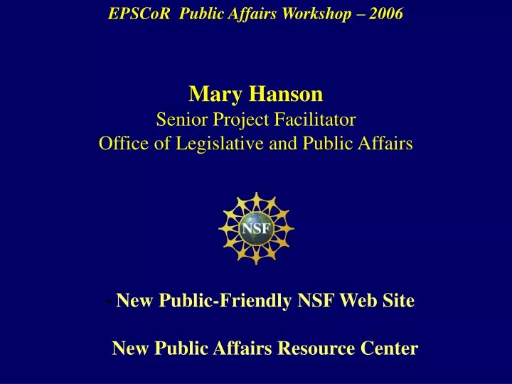 epscor public affairs workshop 2006