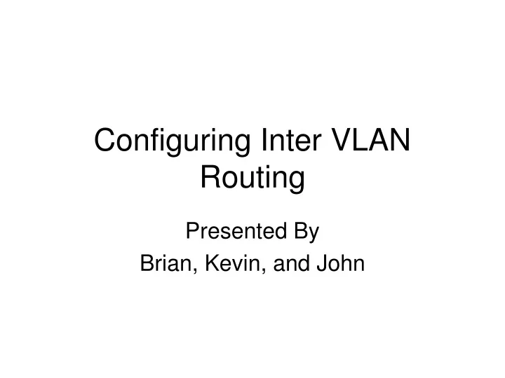 configuring inter vlan routing