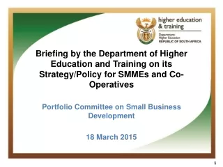 Portfolio Committee on Small Business Development 18  March 2015