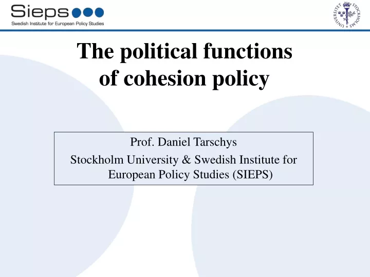 the political functions of cohesion policy