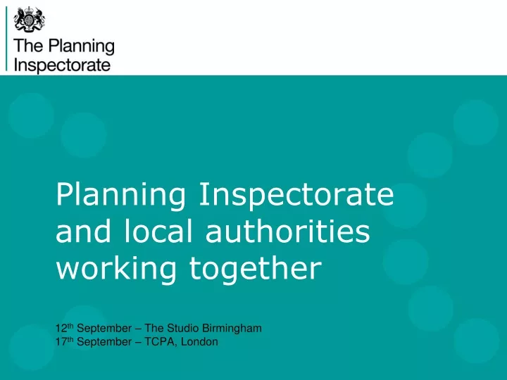 planning inspectorate and local authorities working together