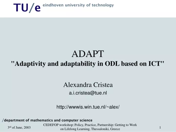 adapt adaptivity and adaptability in odl based on ict