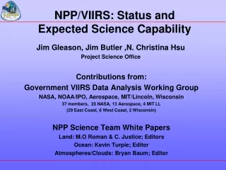 NPP/VIIRS: Status and  Expected Science Capability
